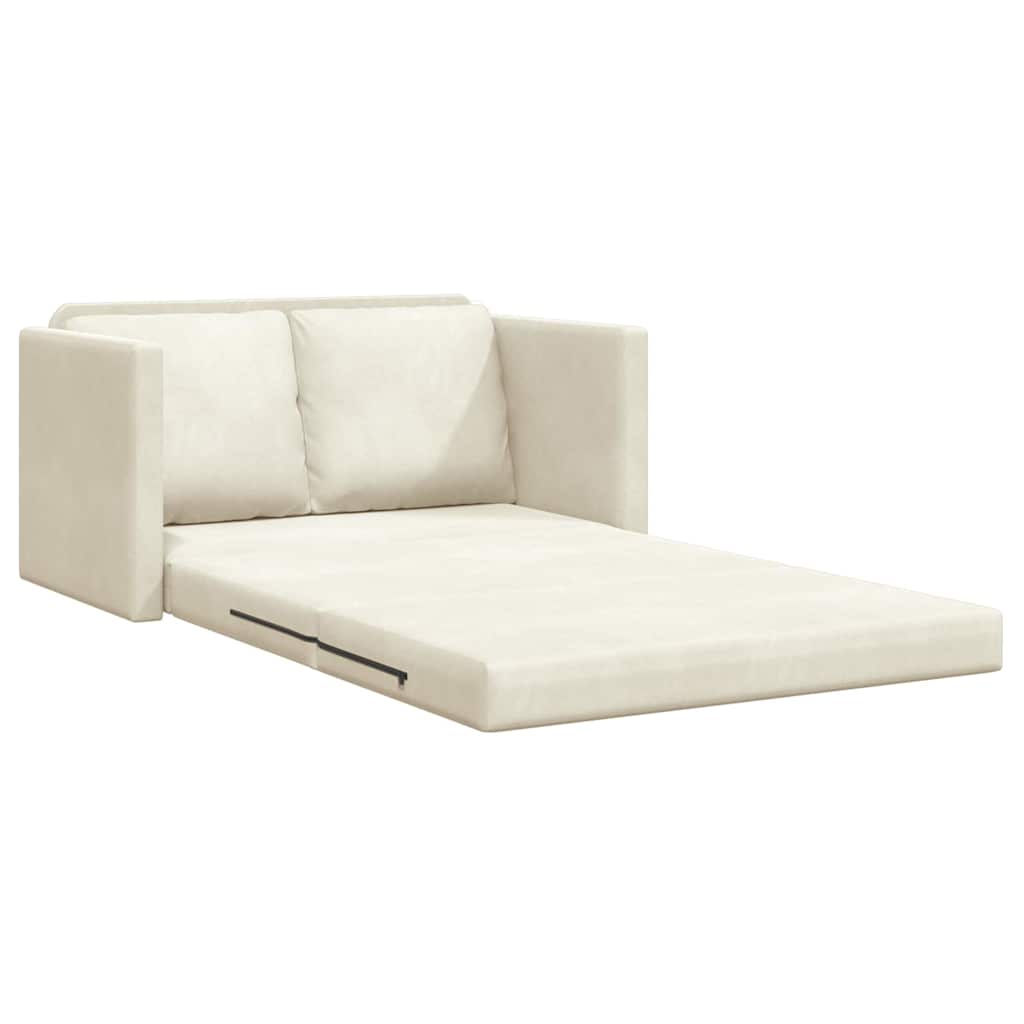 Divano Letto con cuscino Crema 122 x 70 x 60 cm Velluto