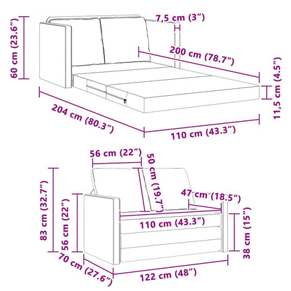 Divano letto Crema 204 x 122 x 60 cm Velluto | homemem39