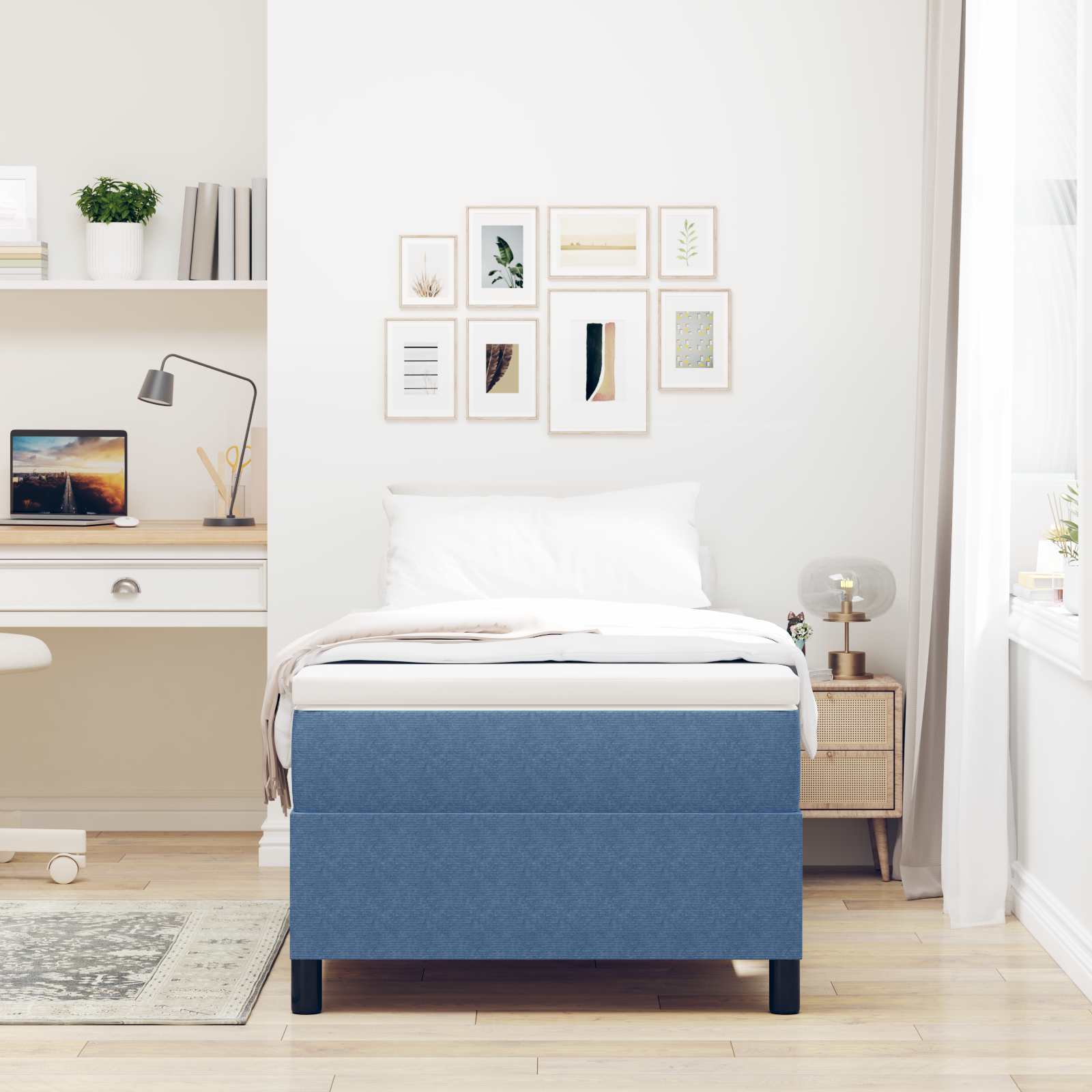 Struttura letto piattaforma Blu 80 x 200 cm Tessuto in Cords | homemem39