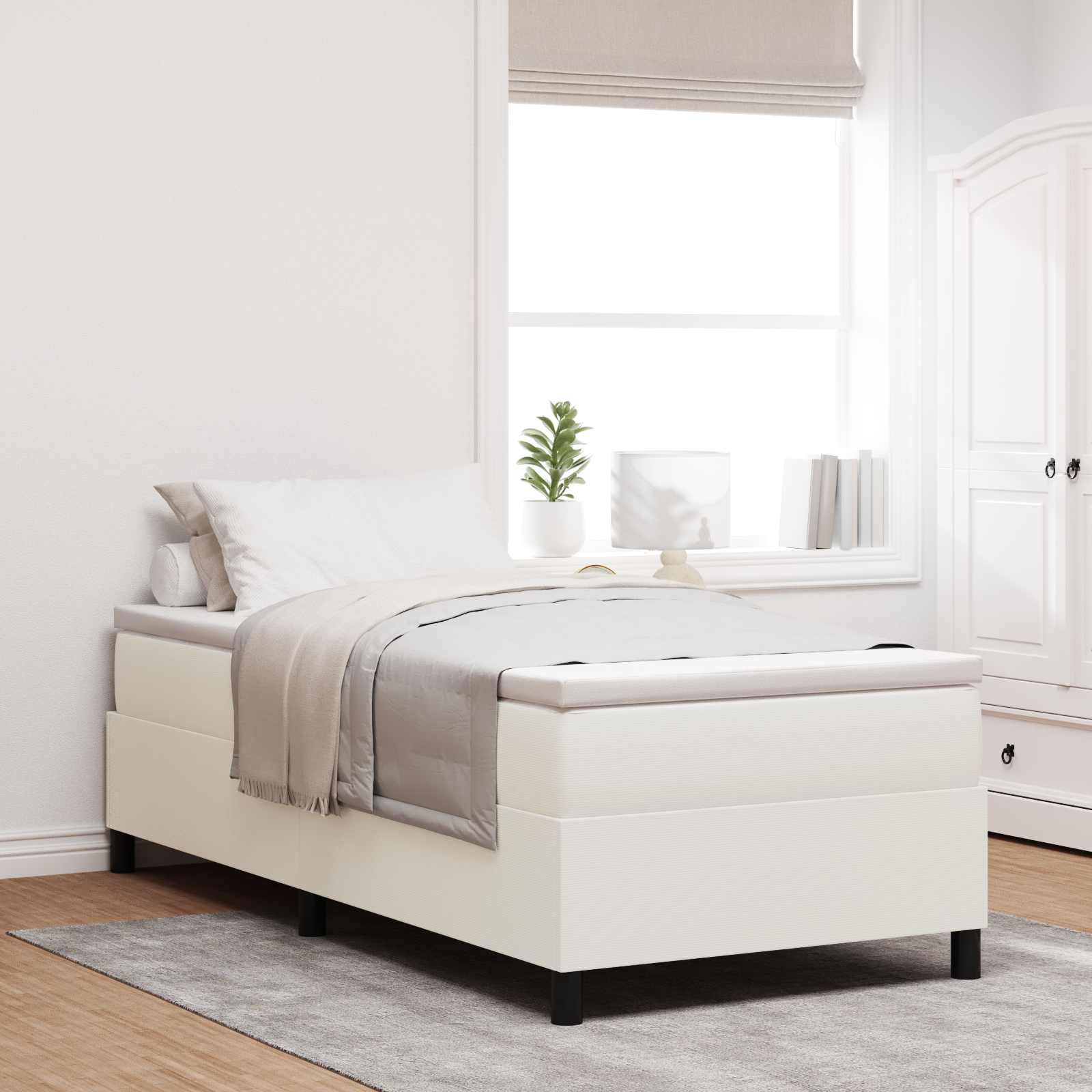 Struttura letto piattaforma Crema 100 x 200 cm Tessuto in Cords | homemem39