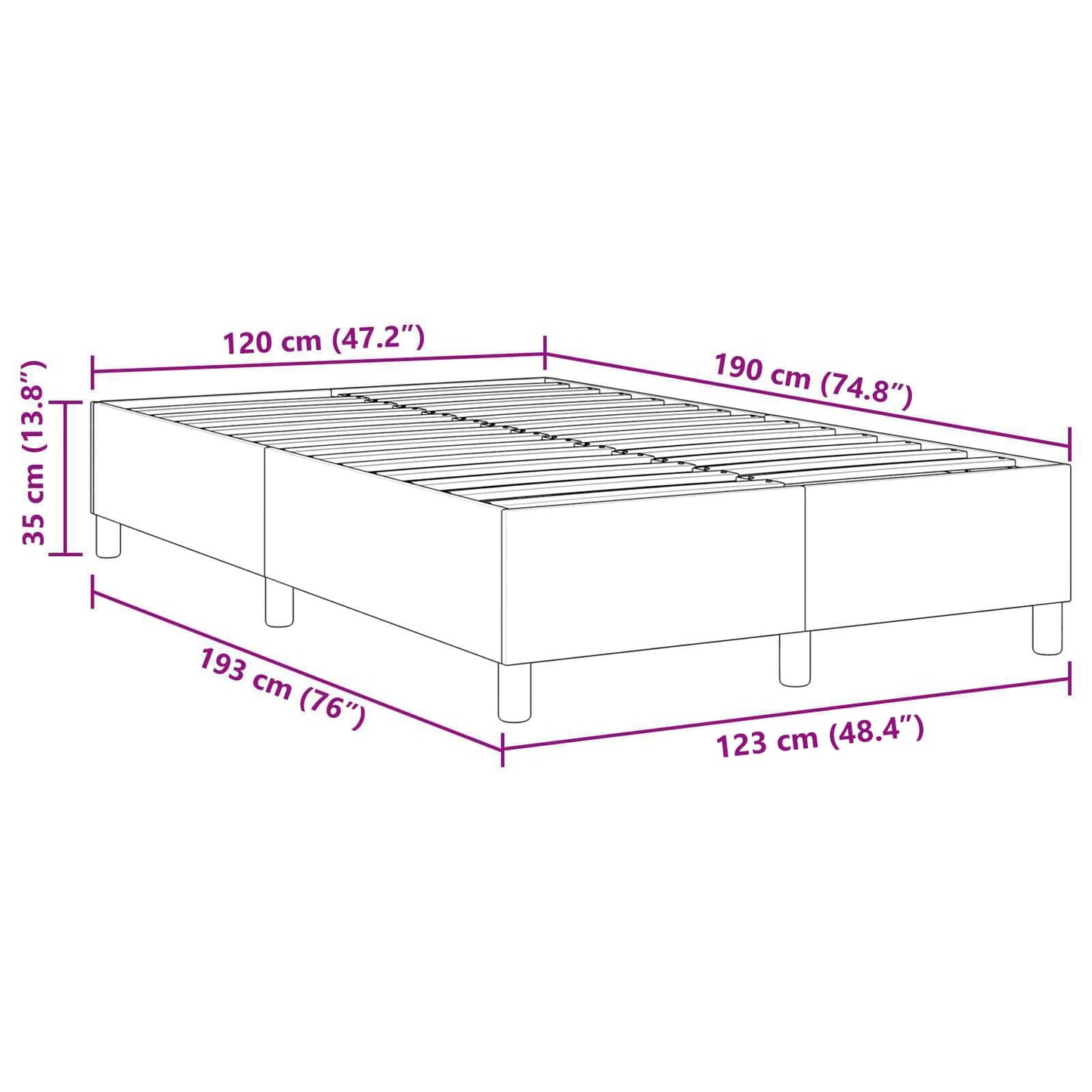Struttura letto piattaforma Grigio Verde 120 x 190 cm | homemem39