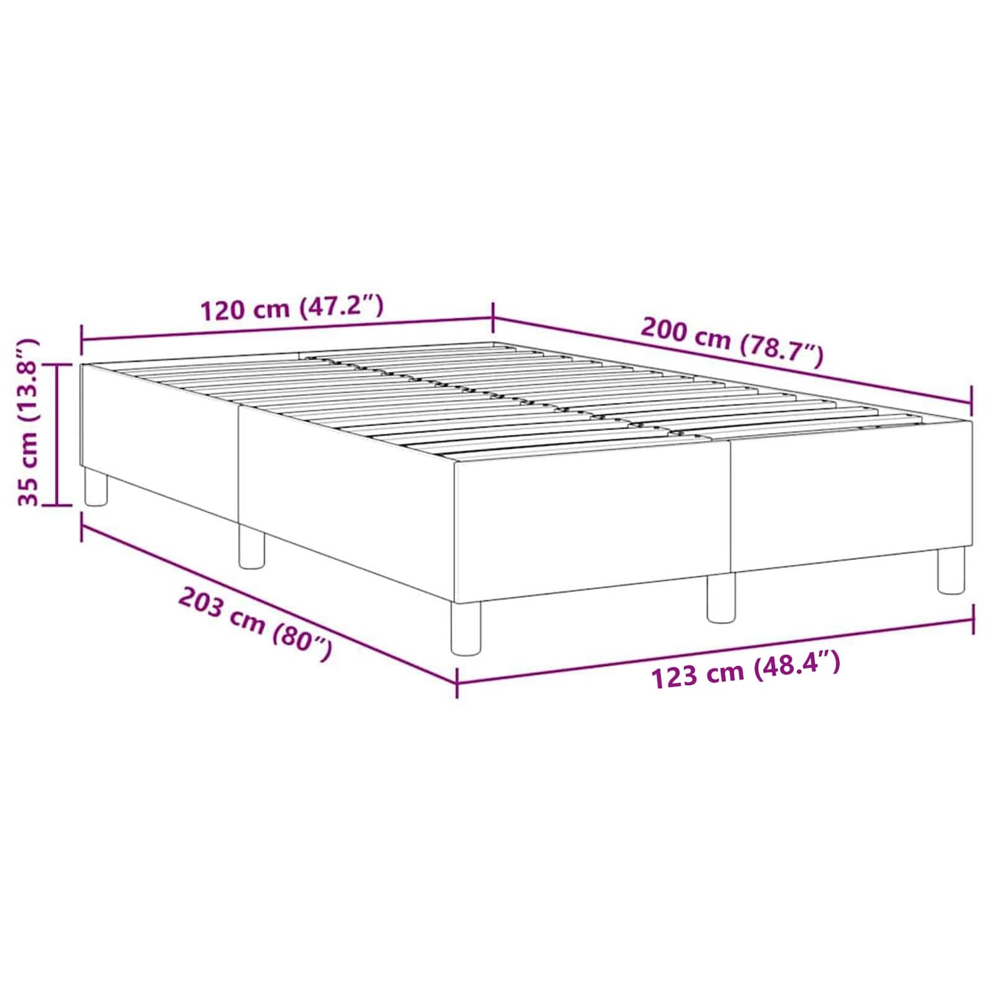 Struttura letto piattaforma Blu 120 x 200 cm Tessuto in Cords | homemem39