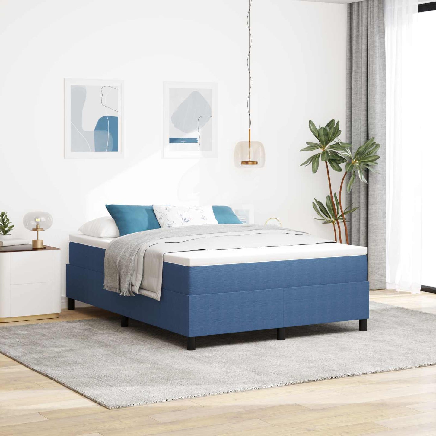 Struttura letto piattaforma Blu 140 x 190 cm Tessuto in Cords | homemem39