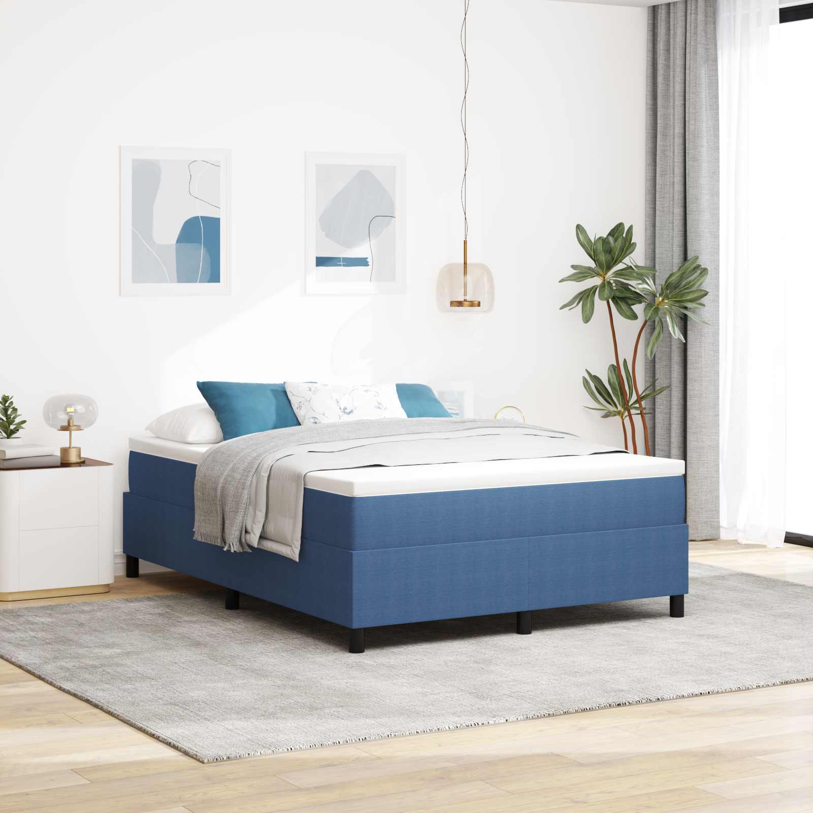Struttura letto piattaforma Blu 140 x 190 cm Tessuto in Cords | homemem39