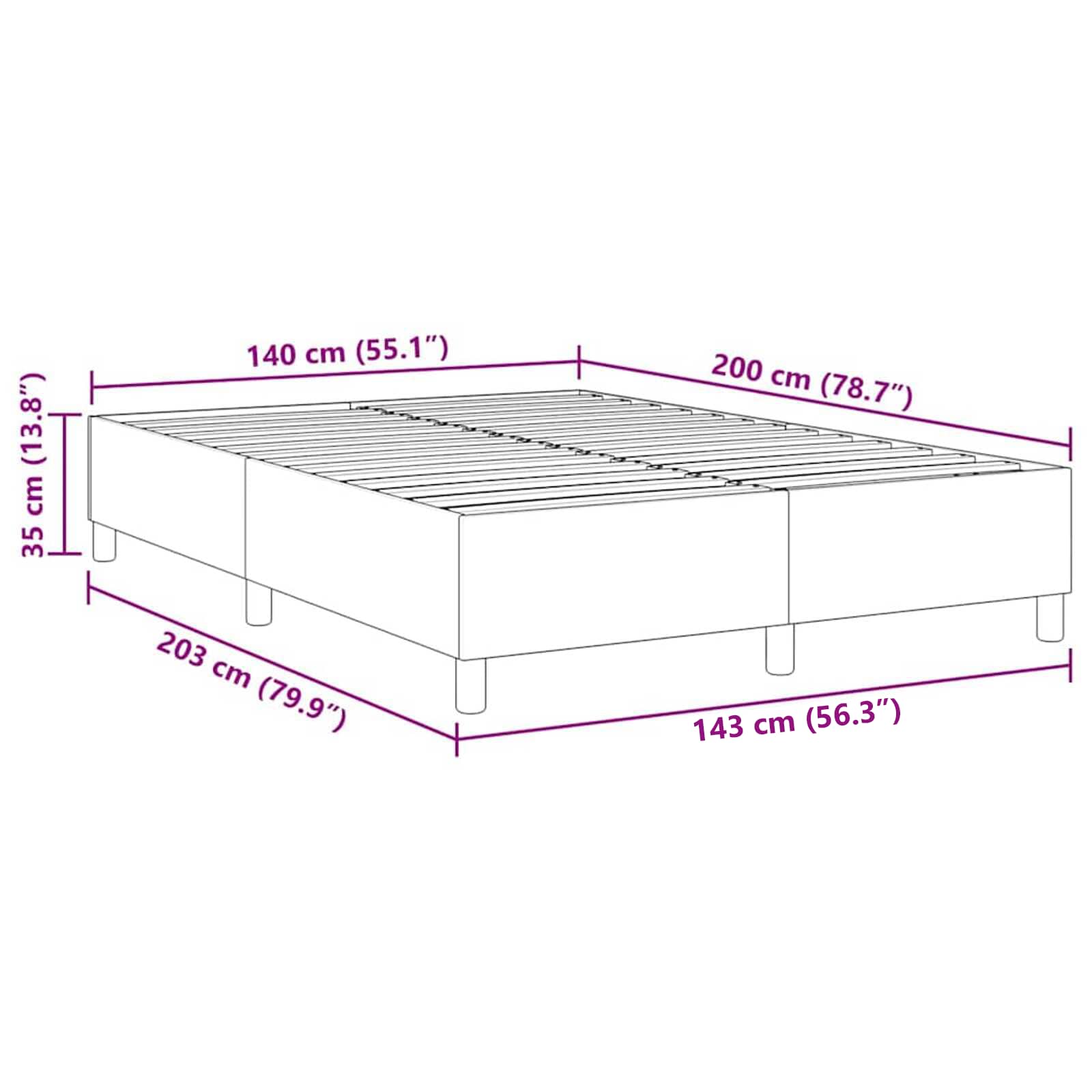 Struttura letto piattaforma Grigio chiaro 140 x 200 cm | homemem39