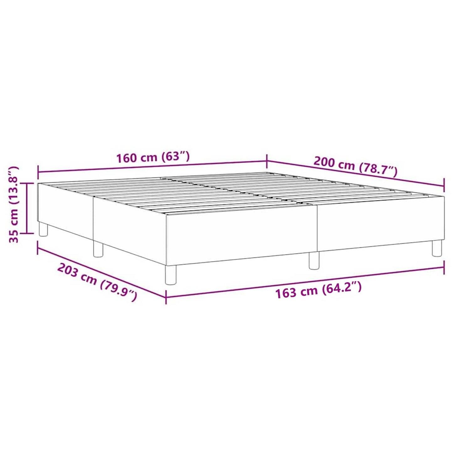 Struttura letto piattaforma Grigio chiaro 160 x 200 cm Tessuto
