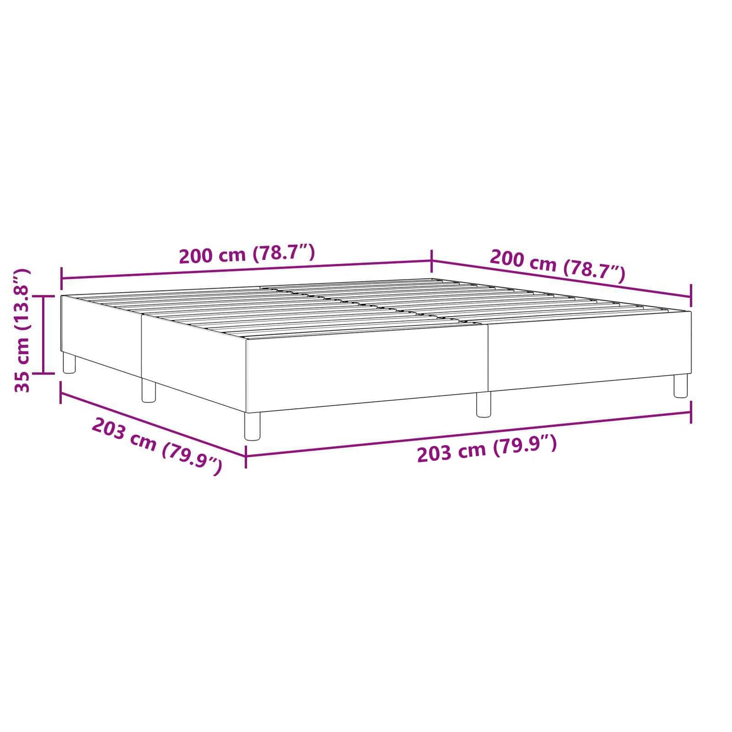 Struttura letto piattaforma Crema 200 x 200 cm Tessuto in Cords | homemem39