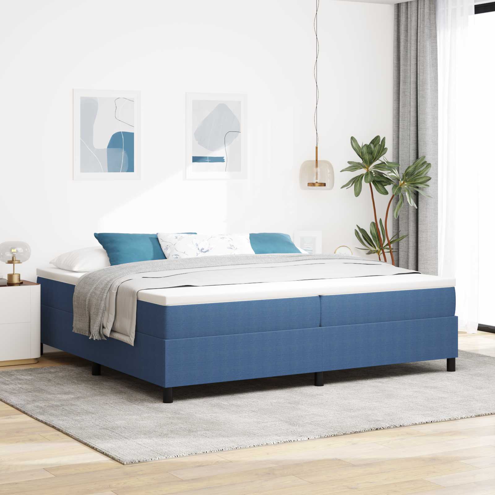 Struttura letto piattaforma Blu 200 x 200 cm Tessuto in Cords | homemem39