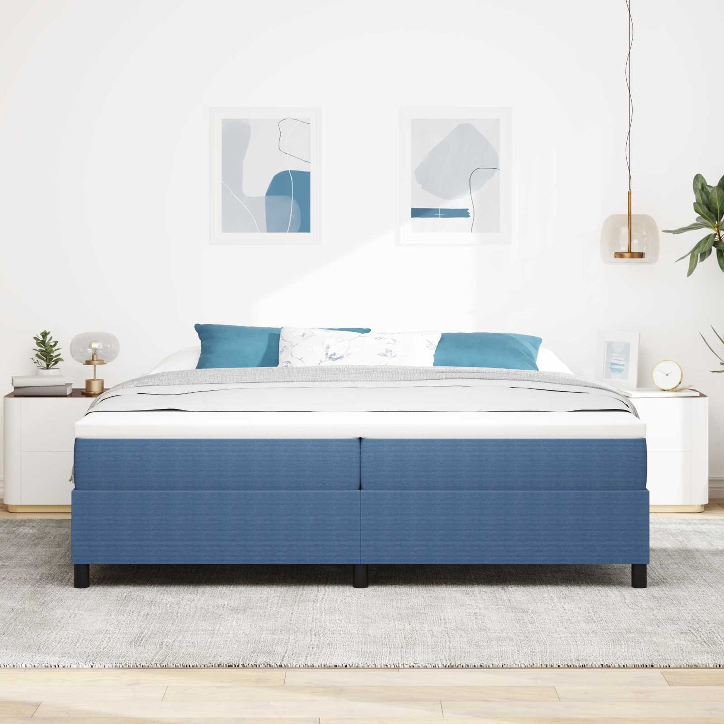 Struttura letto piattaforma Blu 200 x 200 cm Tessuto in Cords | homemem39