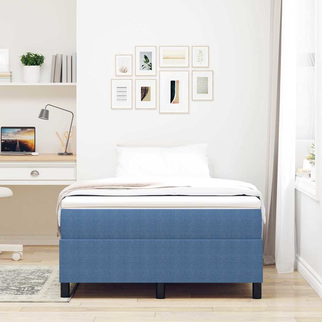 Letto a molle Blu e Bianco 120 x 200 cm Tessuto in Cords | homemem39
