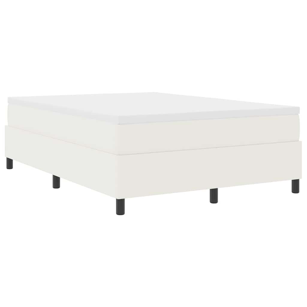 Letto a molle Crema e Bianco 140 x 190 cm Tessuto in Cords | homemem39