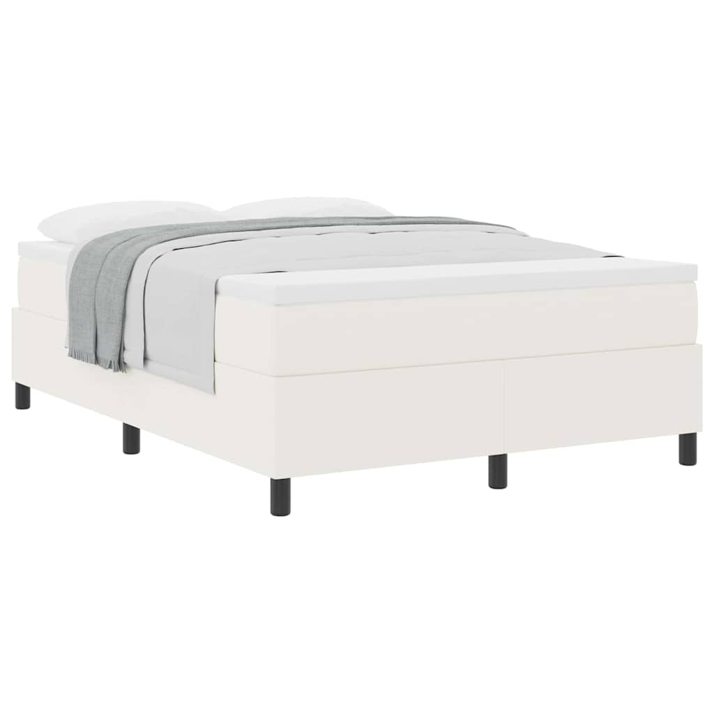 Letto a molle Crema e Bianco 140 x 190 cm Tessuto in Cords | homemem39