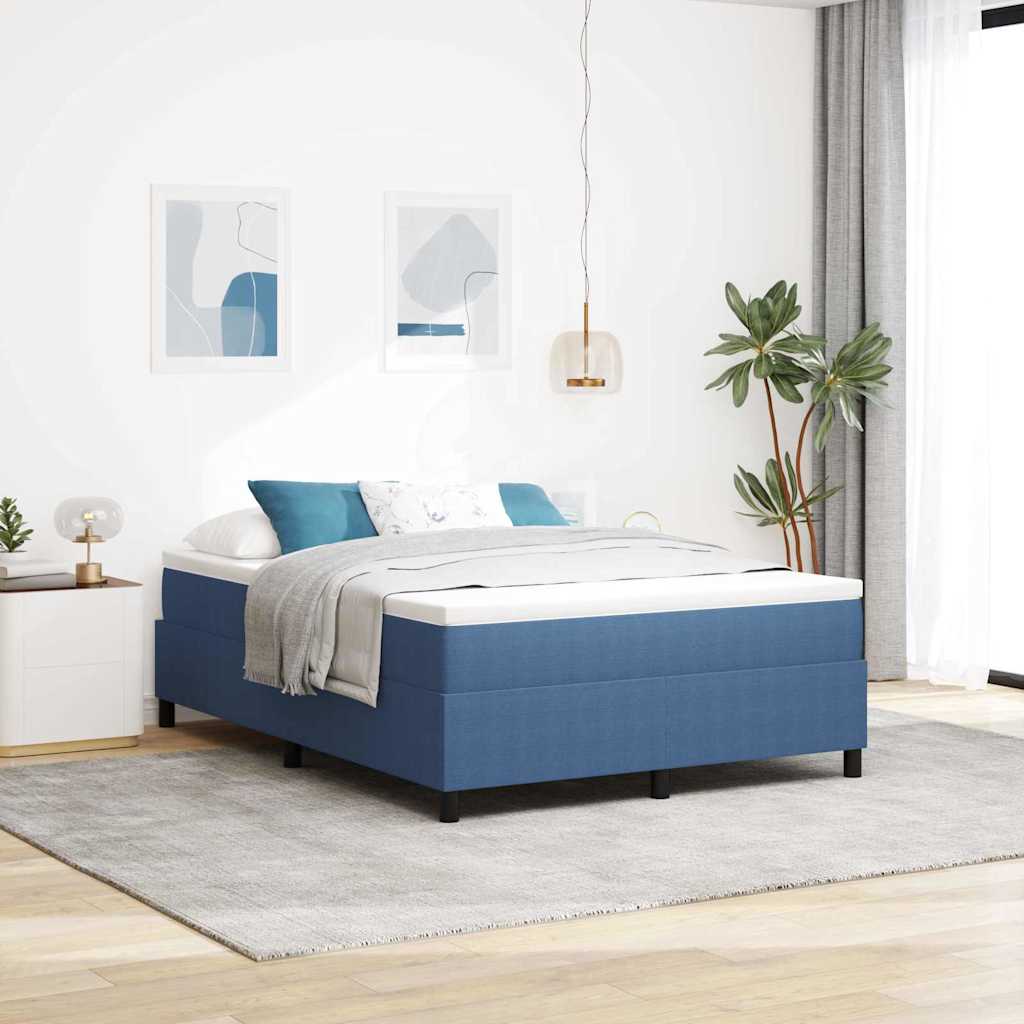Letto a molle Blu e Bianco 140 x 190 cm Tessuto in Cords | homemem39