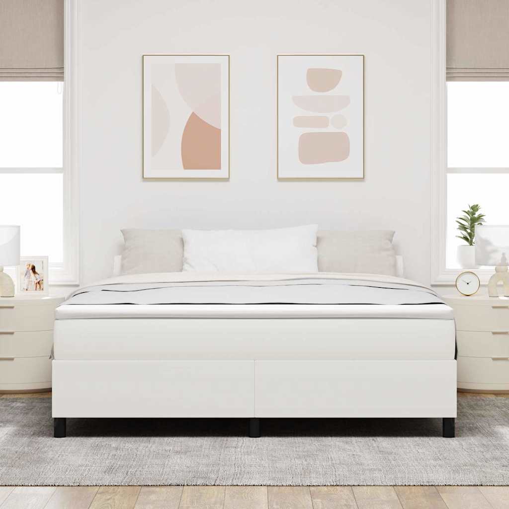 Letto a molle Crema e Bianco 180 x 200 cm Tessuto in Cords | homemem39