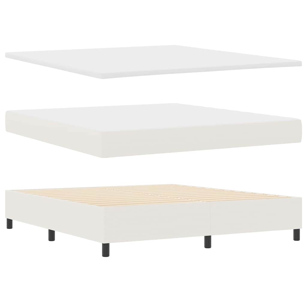 Letto a molle Crema e Bianco 180 x 200 cm Tessuto in Cords | homemem39