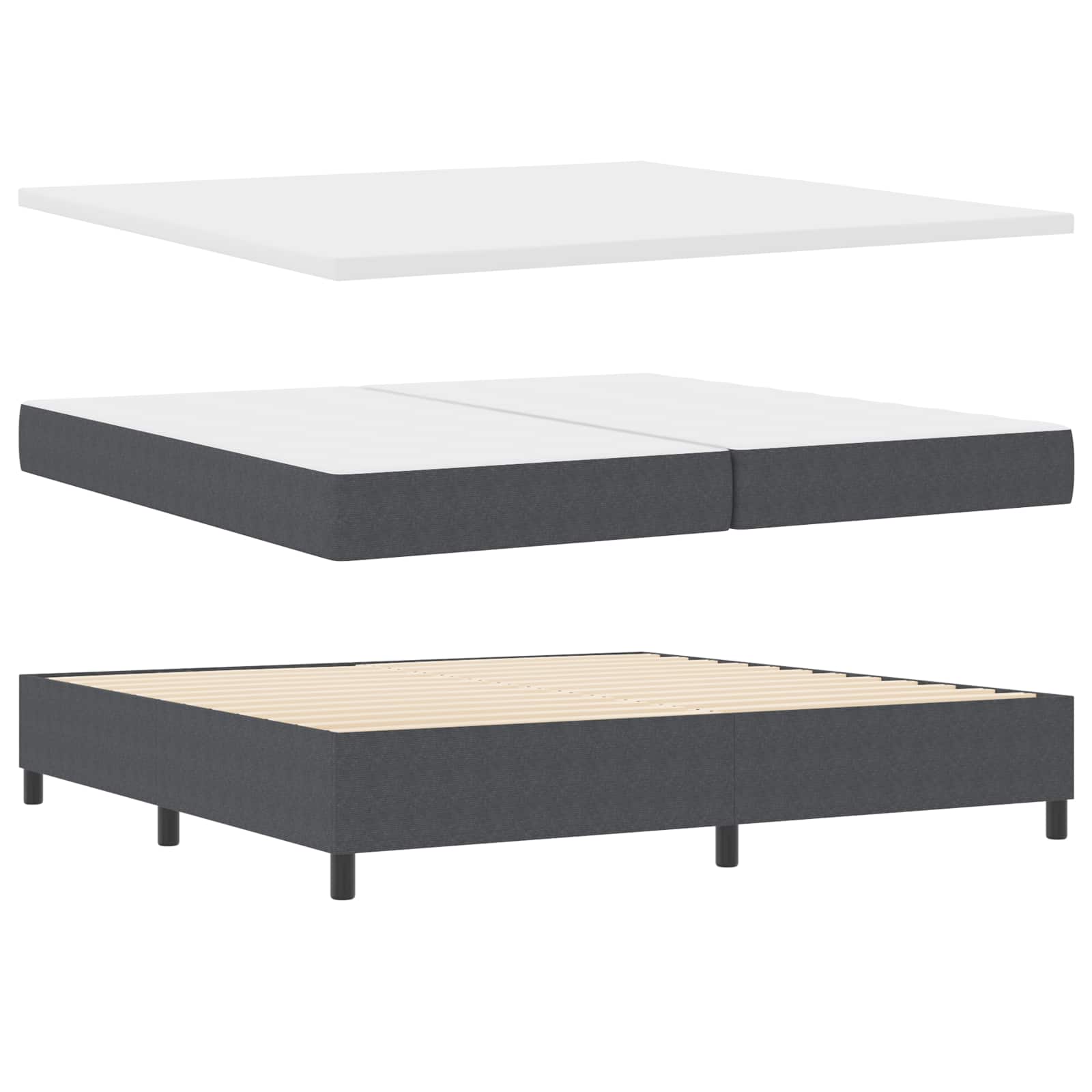 Letto a molle Grigio Scuro e Bianco 200 x 200 cm | homemem39
