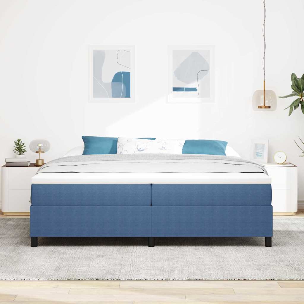 Letto a molle Blu e Bianco 200 x 200 cm Tessuto in Cords
