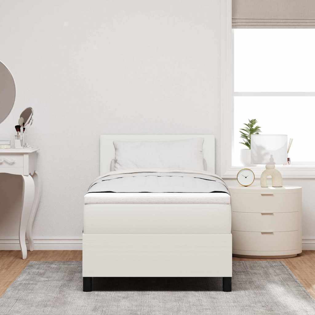 Letto a molle Crema e Bianco 100 x 200 cm Tessuto in Cords | homemem39