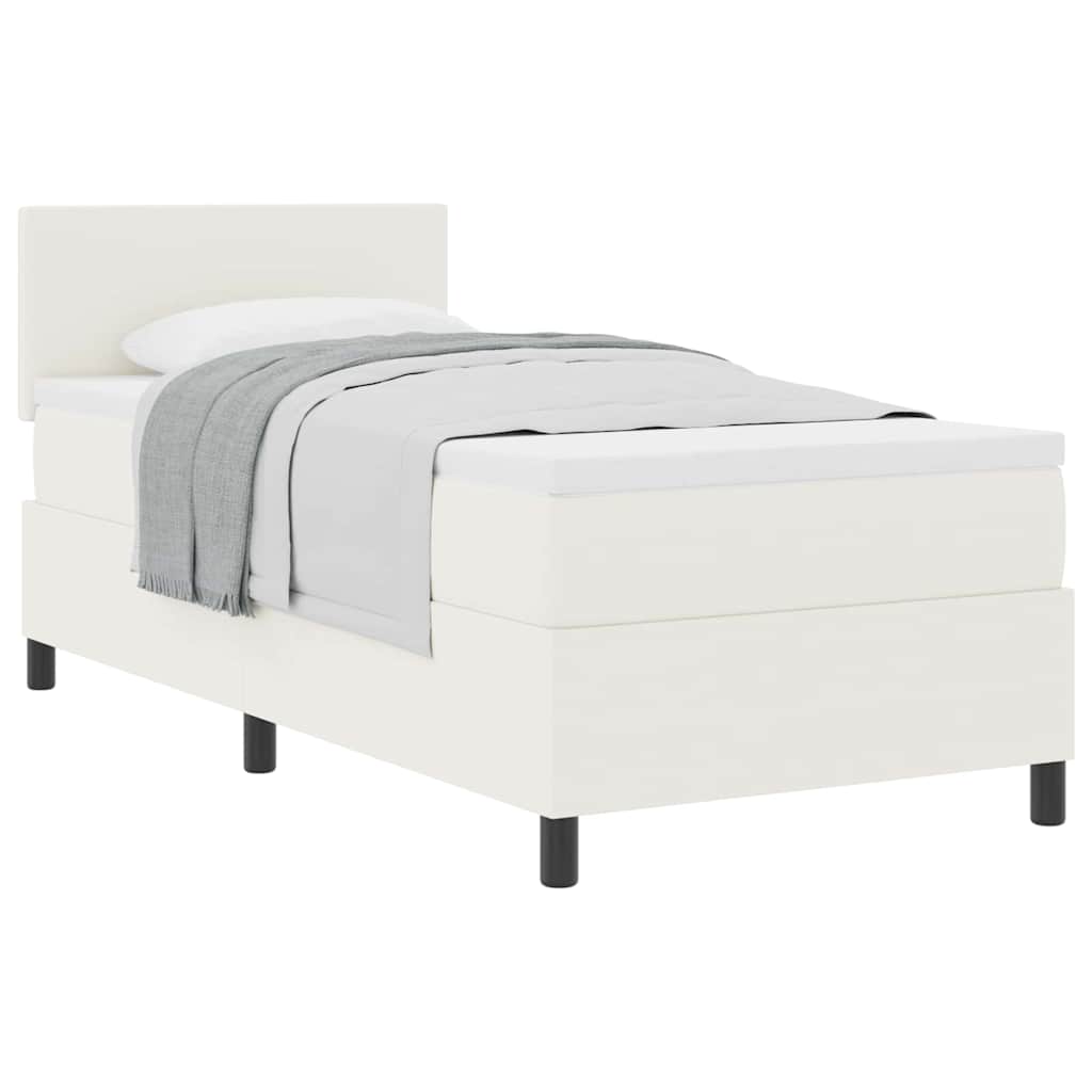 Letto a molle Crema e Bianco 100 x 200 cm Tessuto in Cords | homemem39