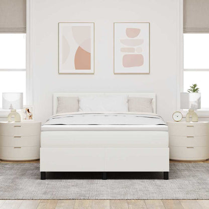 Letto a molle Crema e Bianco 140 x 190 cm Tessuto in Cords | homemem39