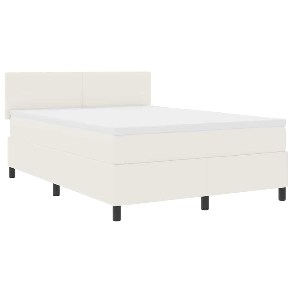 Letto a molle Crema e Bianco 140 x 190 cm Tessuto in Cords | homemem39