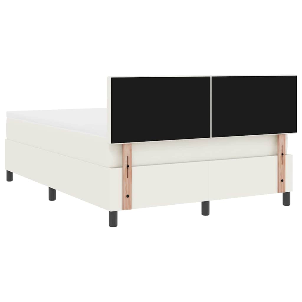 Letto a molle Crema e Bianco 140 x 190 cm Tessuto in Cords | homemem39