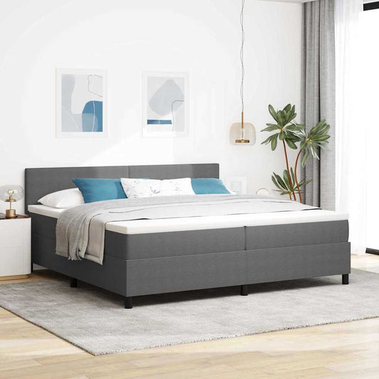 Letto a molle con testiera Grigio chiaro e bianco 200 x 200 cm | homemem39