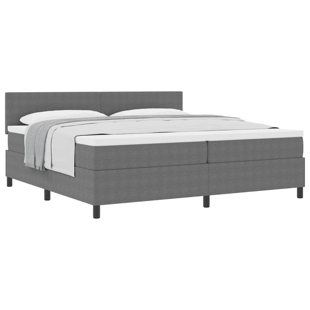 Letto a molle con testiera Grigio chiaro e bianco 200 x 200 cm