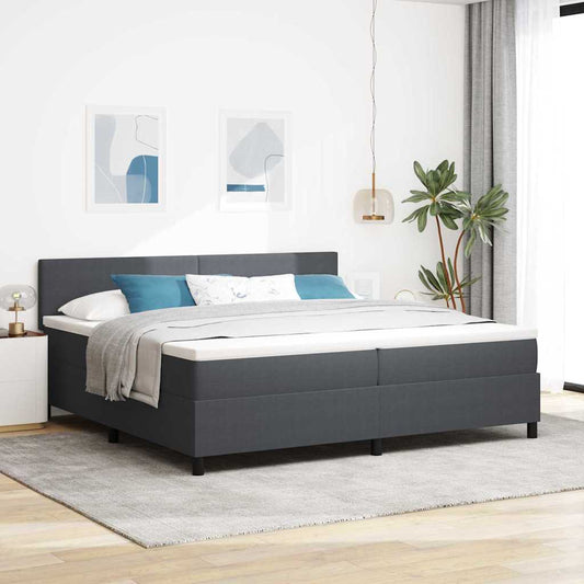 Letto a molle con testiera Grigio Scuro e Bianco 200 x 200 cm | homemem39