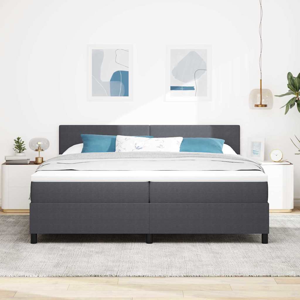 Letto a molle con testiera Grigio Scuro e Bianco 200 x 200 cm | homemem39