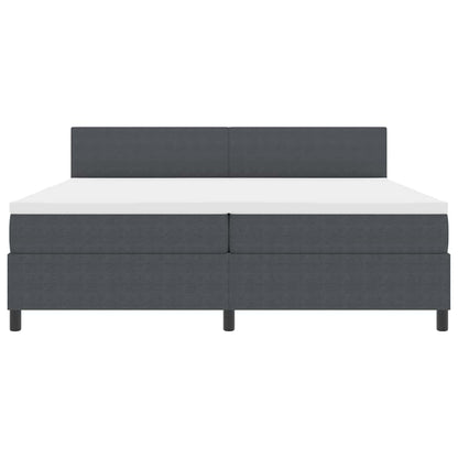 Letto a molle con testiera Grigio Scuro e Bianco 200 x 200 cm | homemem39