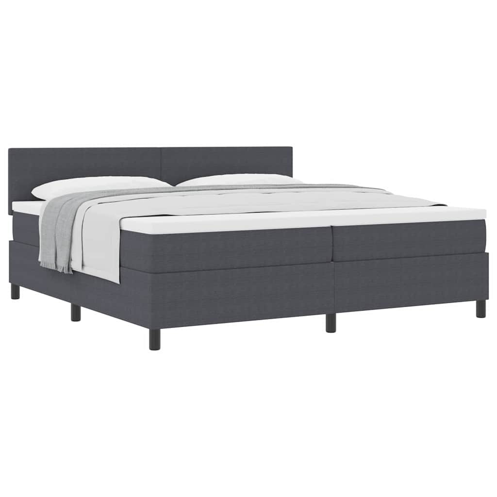 Letto a molle con testiera Grigio Scuro e Bianco 200 x 200 cm | homemem39