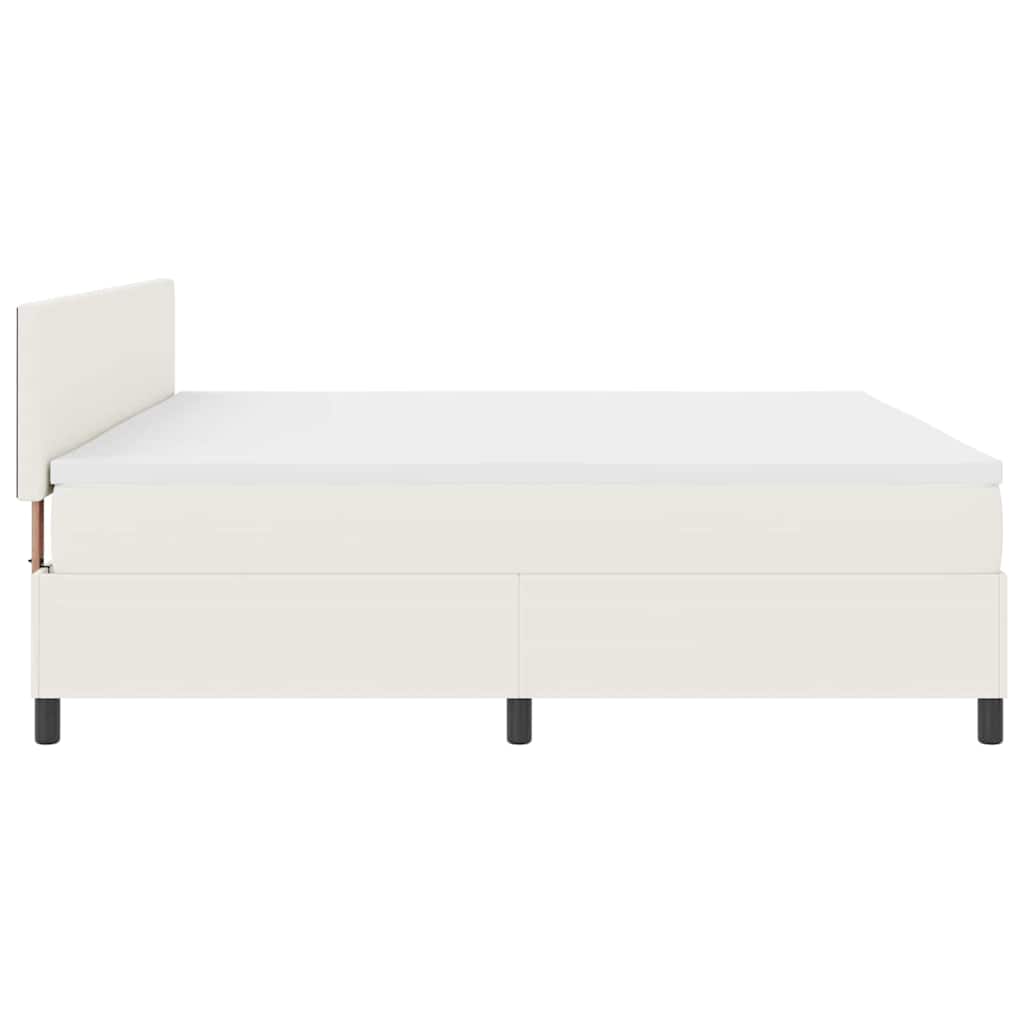 Letto a molle Crema e Bianco 200 x 200 cm Tessuto in Cords | homemem39