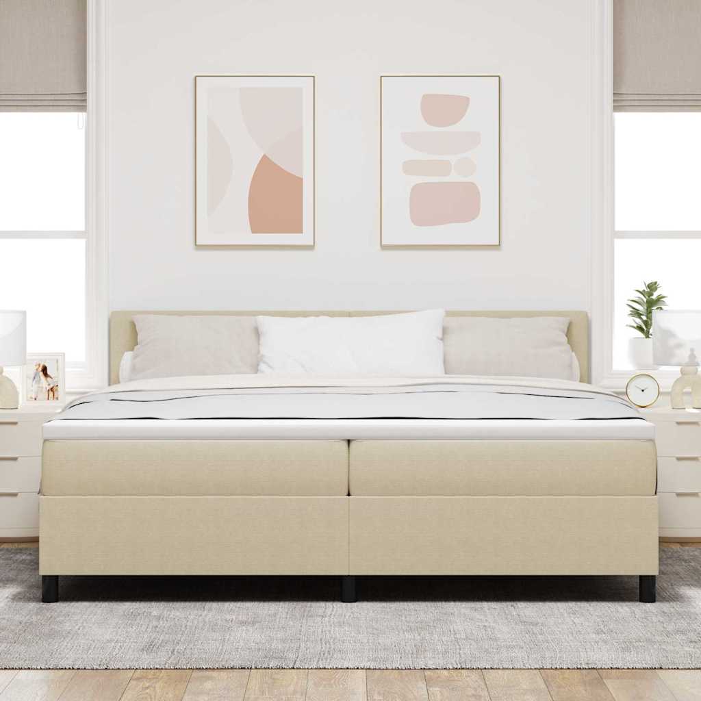 Letto a molle con testiera Grigio chiaro e bianco 200 x 200 cm