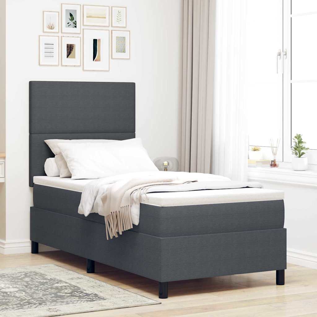 Letto a molle con testiera Grigio Scuro e Bianco 80 x 200 cm | homemem39