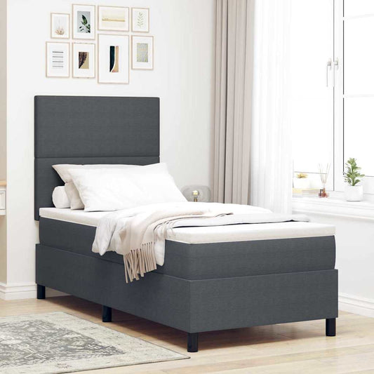 Letto a molle con testiera Grigio Scuro e Bianco 80 x 200 cm | homemem39