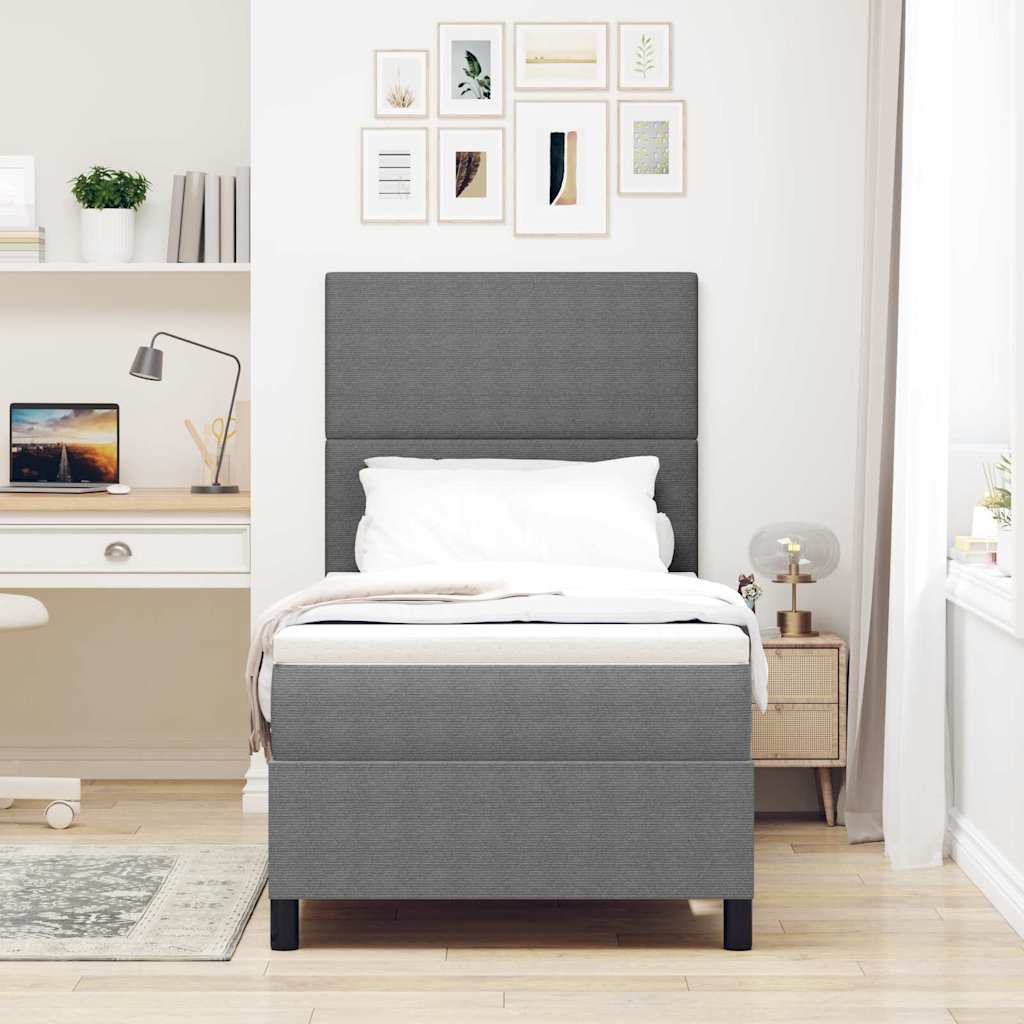 Letto a molle con testiera Grigio chiaro e bianco 100 x 200 cm | homemem39
