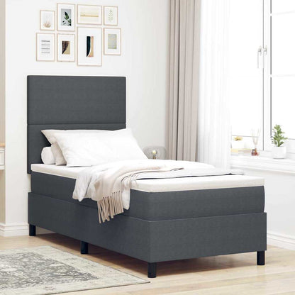 Letto a molle con testiera Grigio Scuro e Bianco 100 x 200 cm | homemem39