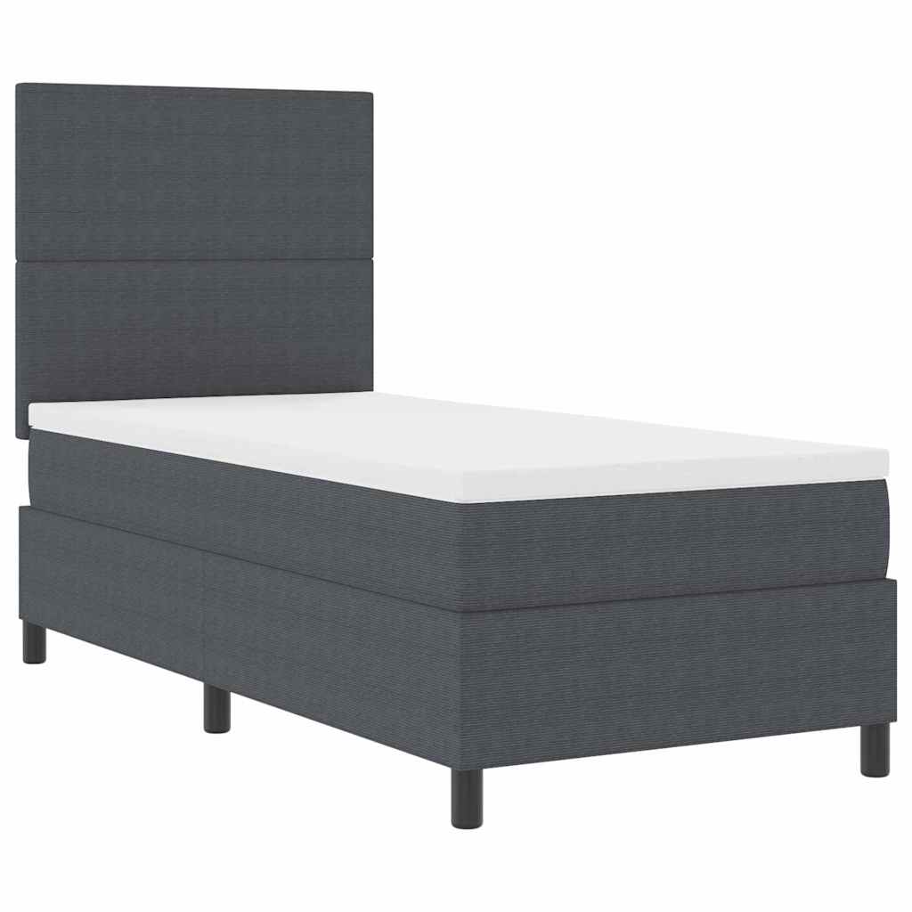 Letto a molle con testiera Grigio Scuro e Bianco 100 x 200 cm | homemem39