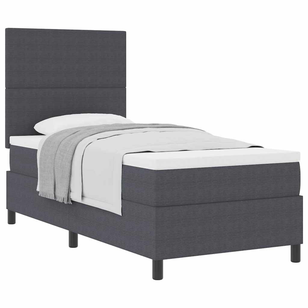 Letto a molle con testiera Grigio Scuro e Bianco 100 x 200 cm | homemem39