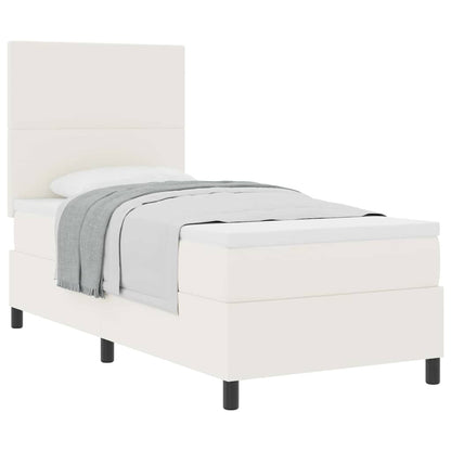 Letto a molle Crema e Bianco 100 x 200 cm Tessuto in Cords | homemem39
