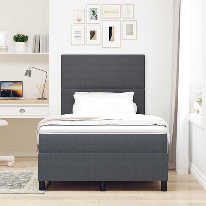Letto a molle con testiera Grigio Scuro e Bianco 120 x 190 cm