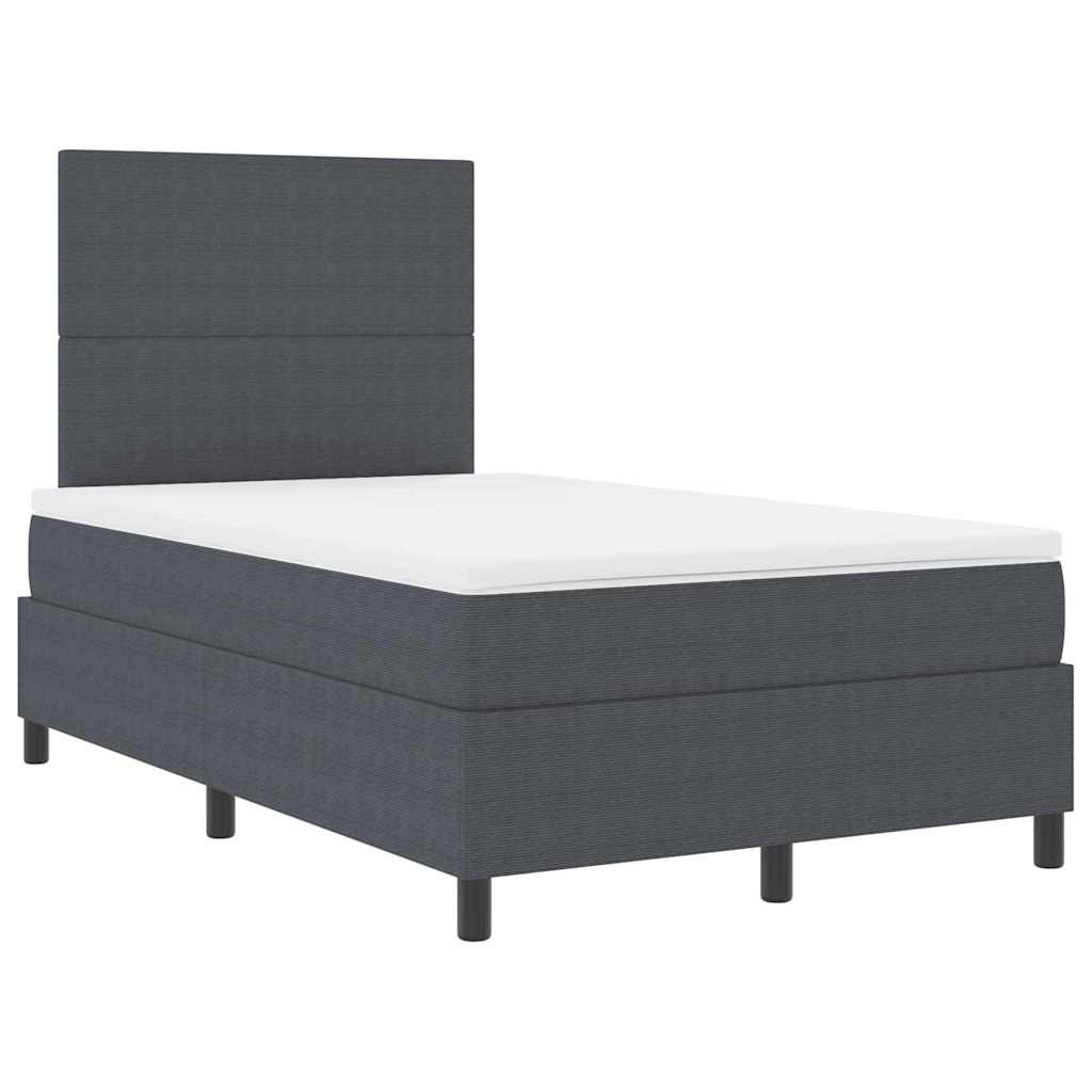 Letto a molle con testiera Grigio Scuro e Bianco 120 x 190 cm
