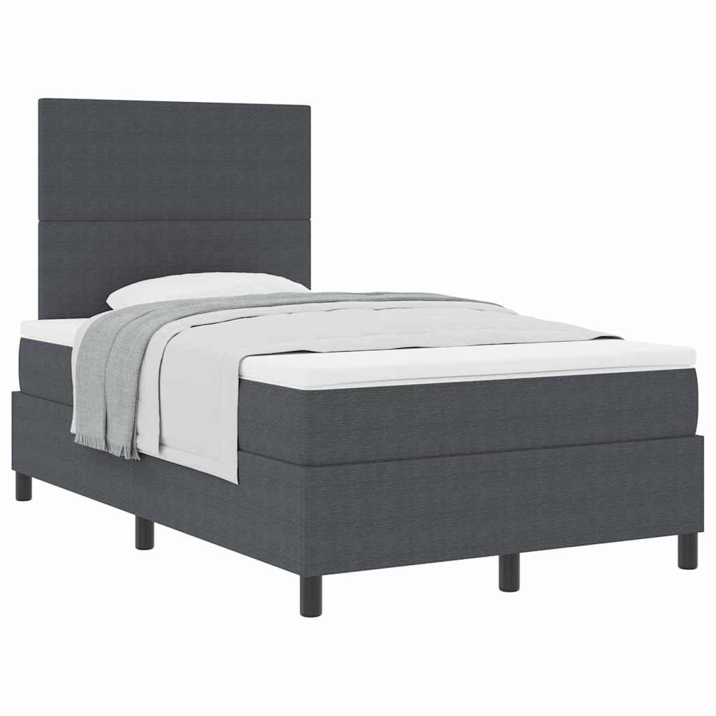 Letto a molle con testiera Grigio Scuro e Bianco 120 x 190 cm