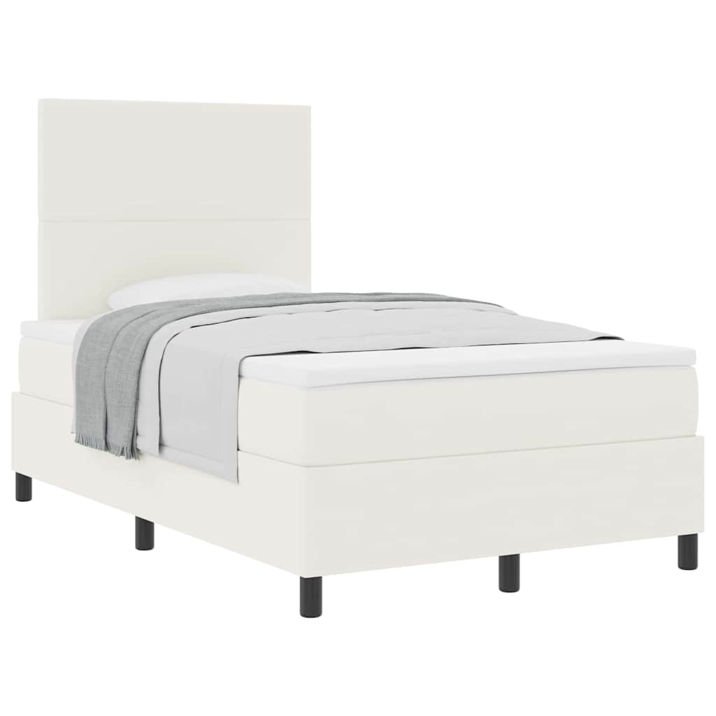 Letto a molle Crema e Bianco 120 x 190 cm Tessuto in Cords | homemem39