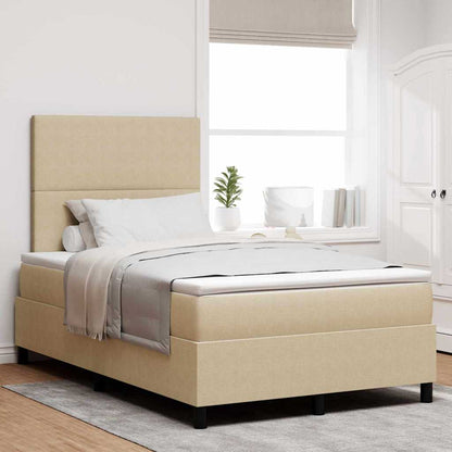 Letto a molle con testiera Grigio chiaro e bianco 120 x 190 cm