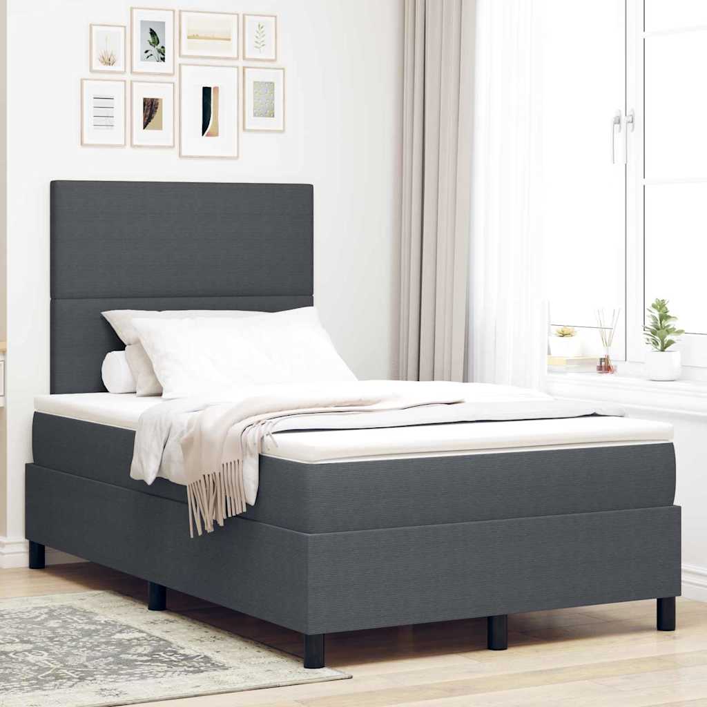 Letto a molle con testiera Grigio Scuro e Bianco 120 x 200 cm