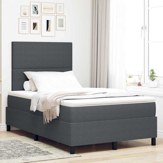 Letto a molle con testiera Grigio Scuro e Bianco 120 x 200 cm | homemem39