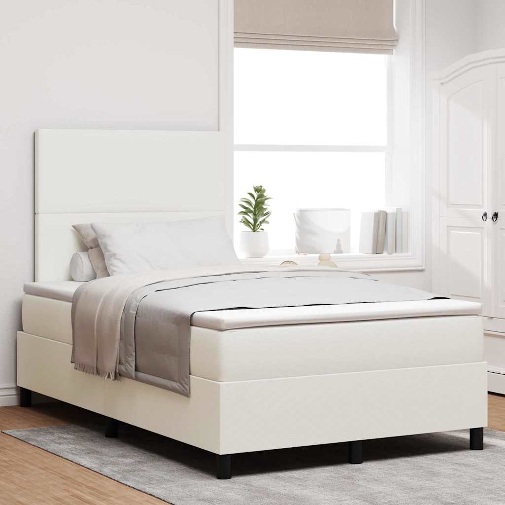 Letto a molle Crema e Bianco 120 x 200 cm Tessuto in Cords
