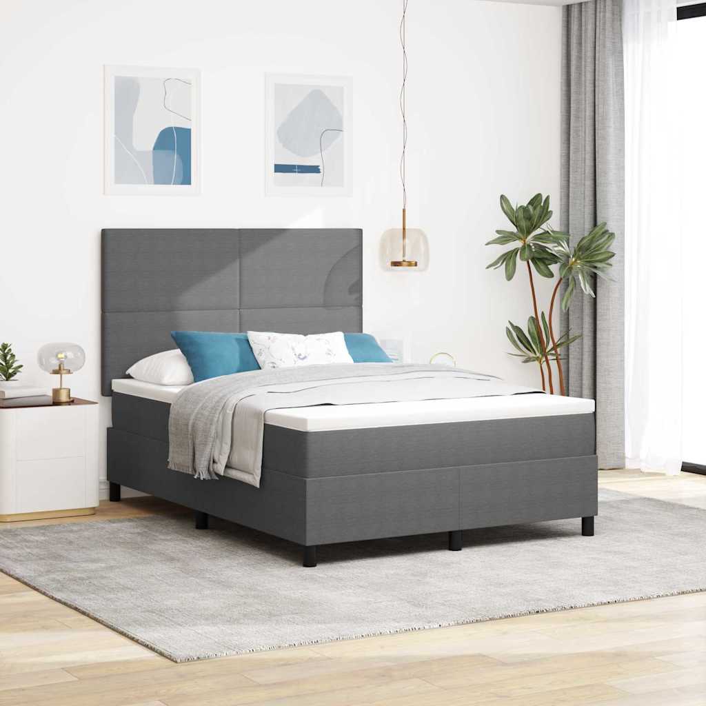 Letto a molle con testiera Grigio chiaro e bianco 140 x 190 cm | homemem39